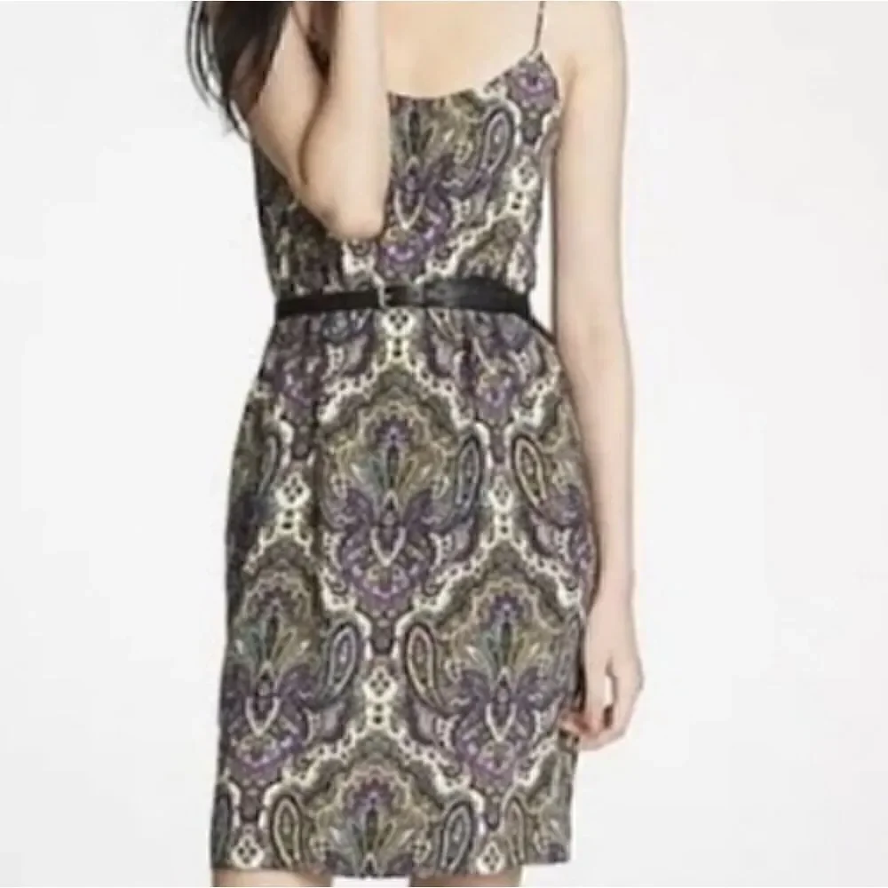 J CREW Silk Paisley Spaghetti Strap Dress Sz 0